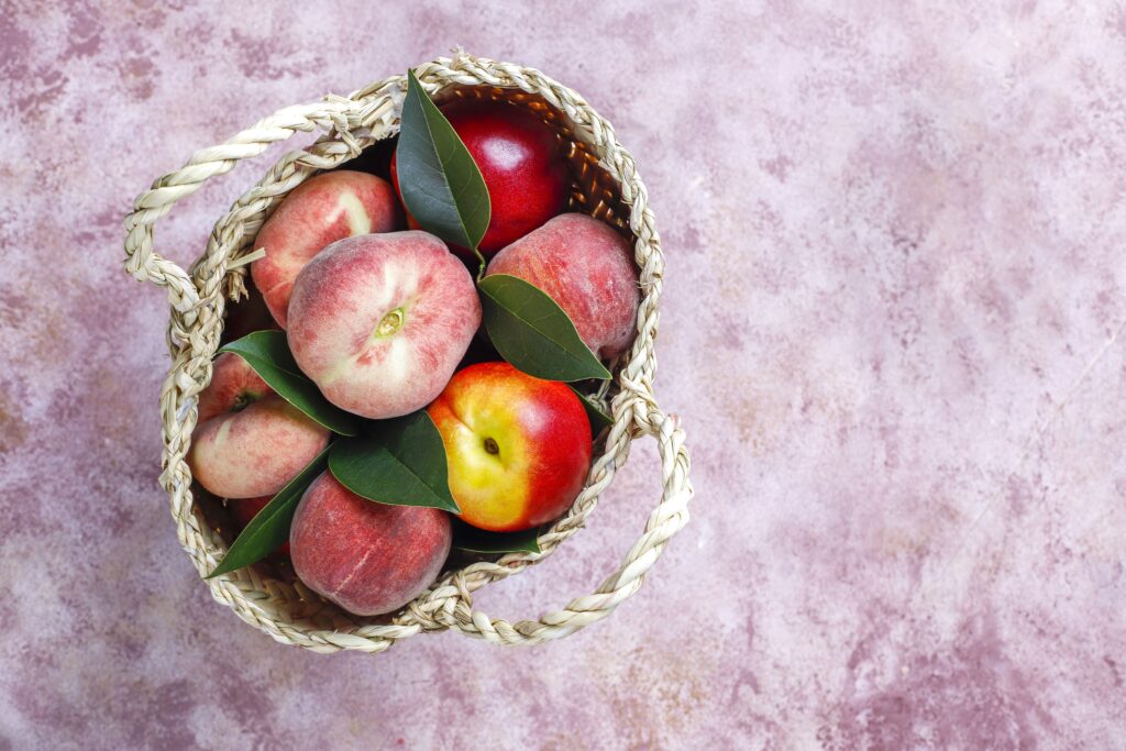 summer fruits fig peaches nectarine peaches top view (1)